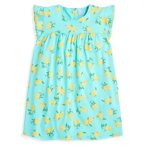 Bella Bliss Angel Sleeve Pima Dress, Teal Lemons, size 4, EUC